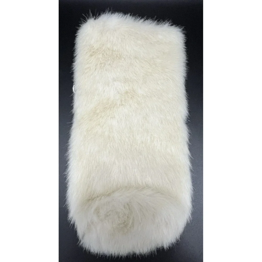 Pottery Barn  Faux Fur Wine Bag Holder Liquor Sleeve Cream 13